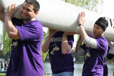 students carry concrete canoe students carry concrete canoe