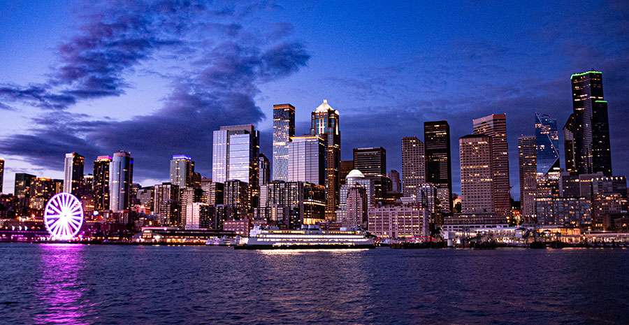 Seattle skyline at night