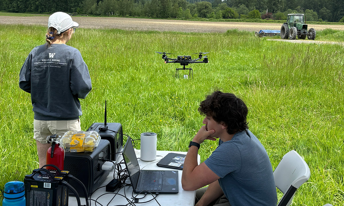 At a farm in Carnation, Washington, the researchers test their prototype last spring.