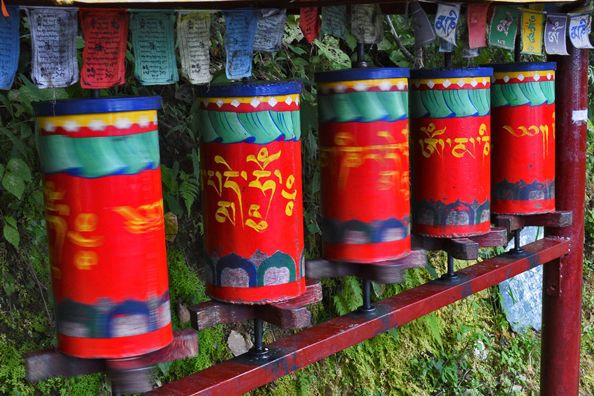 photo of spinning tibetan prayer wheels