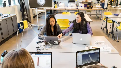 Students working on laptops