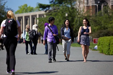 Students walking on campus