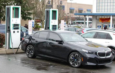 Car connected to charging station