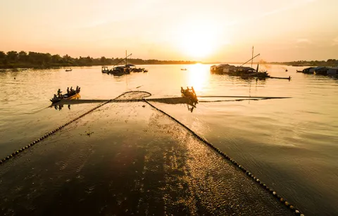 Boats on the Mekong river