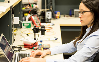 Student working on laptop