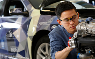 Student working on EcoCar