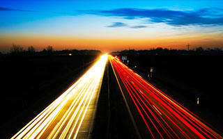 Lights created by cars driving on highway