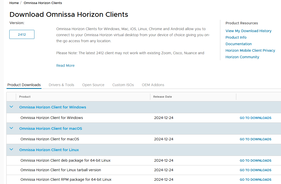 Omnissa Client Download Page