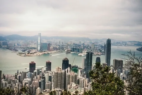 Hong Kong skyscrapers both both sides of Victoria Harbor