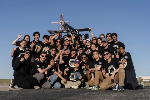 Design Build Fly’s team victory image after placing 3rd in their competition.